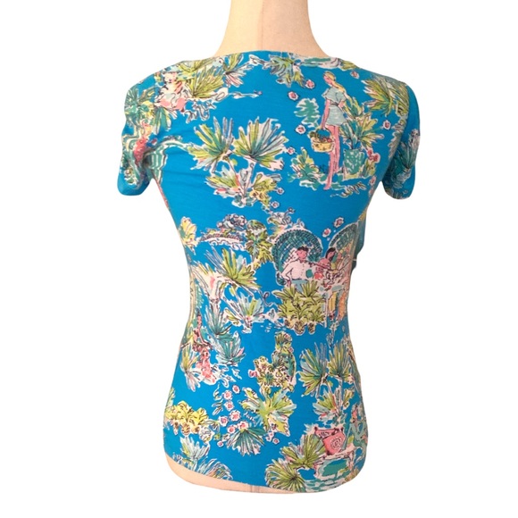 RARE Lilly Pulitzer Jungle Glam Toile Print Tee Top - XS - Picture 6 of 14
